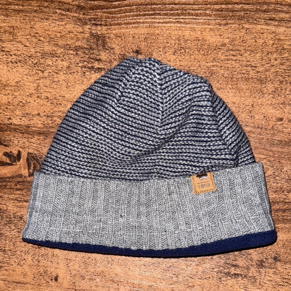 Gray and Blue Knit Beanie